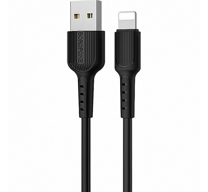 Дата кабель USB 2.0 AM to Lightning 1.0m 2A PVC BX16 black BOROFONE (6957531099512)