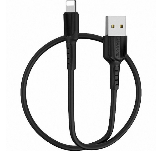 Дата кабель USB 2.0 AM to Lightning 1.0m 2A PVC BX16 black BOROFONE (6957531099512)