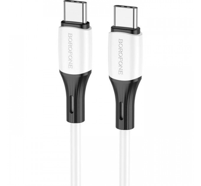 Дата кабель USB-C to USB-C 1.0m 3A 60W silicone BX79 white BOROFONE (6974443384819)