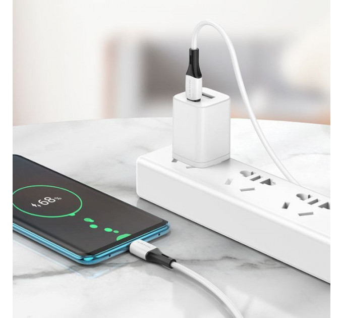 Дата кабель USB-C to USB-C 1.0m 3A 60W silicone BX79 white BOROFONE (6974443384819)