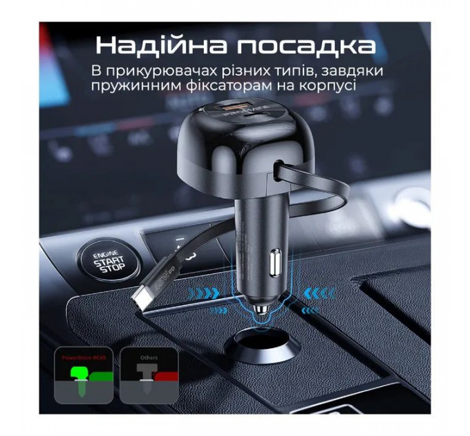 Зарядний пристрій Promate 62W USB-C cable + USB-A\/USB-C ports (powerdrive-rc65)
