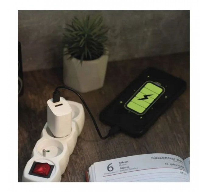 Зарядний пристрій EMOS V02B15 1xUSB-A + 1xUSB-C 15W GaN (V02B15)