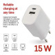 Зарядний пристрій EMOS V02B15 1xUSB-A + 1xUSB-C 15W GaN (V02B15)
