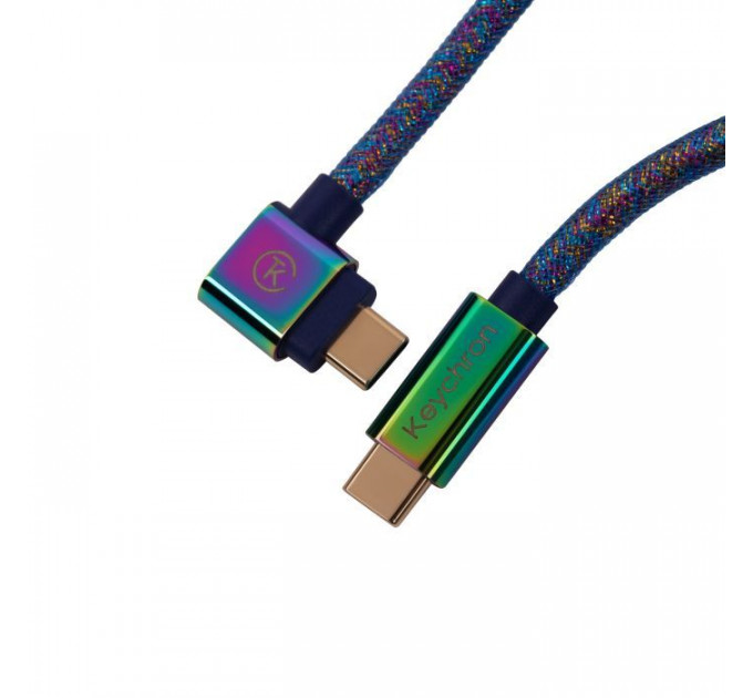 Дата кабель USB-C + USB A to USB-C 1.08m Premium Coiled Aviator blue Keychron (CAB8_KEYCHRON)