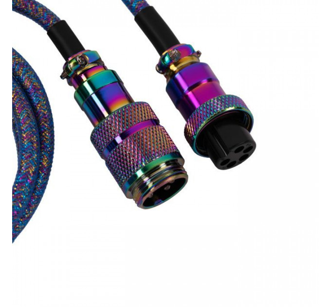 Дата кабель USB-C + USB A to USB-C 1.08m Premium Coiled Aviator blue Keychron (CAB8_KEYCHRON)