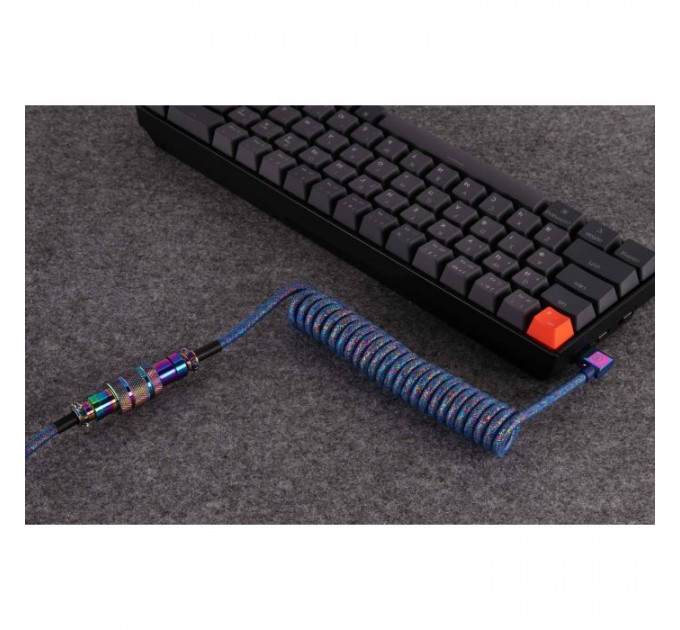 Дата кабель USB-C + USB A to USB-C 1.08m Premium Coiled Aviator blue Keychron (CAB8_KEYCHRON)