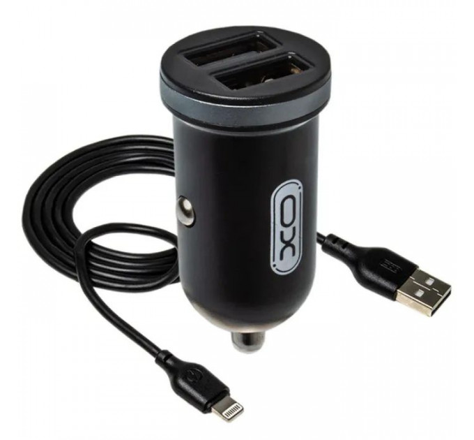 Зарядний пристрій XO 2xUSB 2.1A + cable USB to Lightning black (TZ08-L-BK)