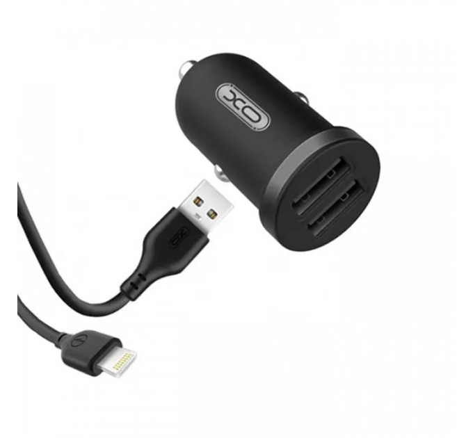 Зарядний пристрій XO 2xUSB 2.1A + cable USB to Lightning black (TZ08-L-BK)