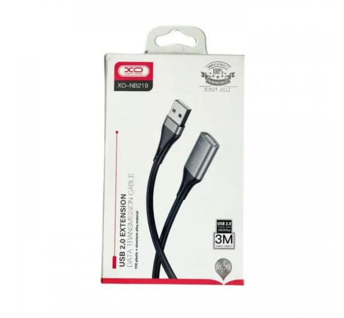 Дата кабель USB 2.0 AM\/AM 3.0m black XO (NB-219-USB-3m)