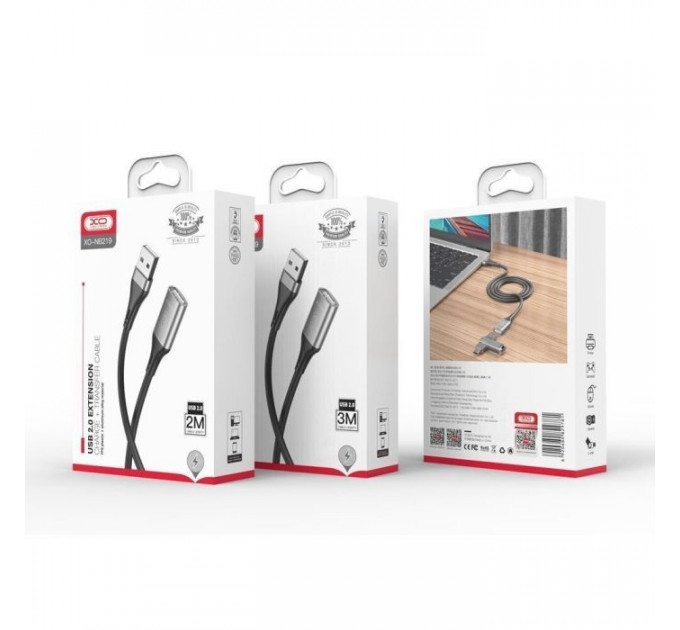 Дата кабель USB 2.0 AM\/AM 3.0m black XO (NB-219-USB-3m)