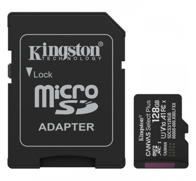 Карта пам/'яті Kingston 128GB (з SD адаптером) Class 10 UHS-I U1 V10 A1 (SDCS3\/128GB) Карта пам/'яті Kingston 128GB (з SD адаптером) Class 10 UHS-I U1 V10 A1 (SDCS3\/128GB)