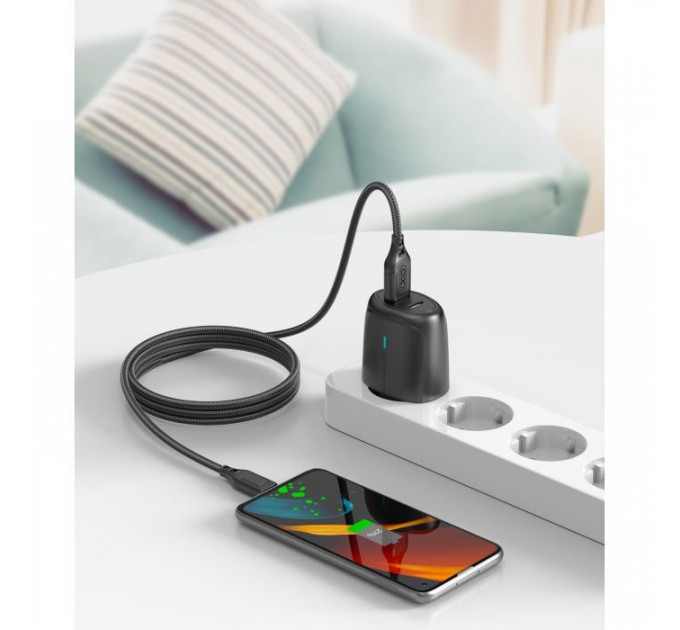 Дата кабель USB 2.0 AM to Micro 5P 1.0m braided black XO (NB235_M_Black)
