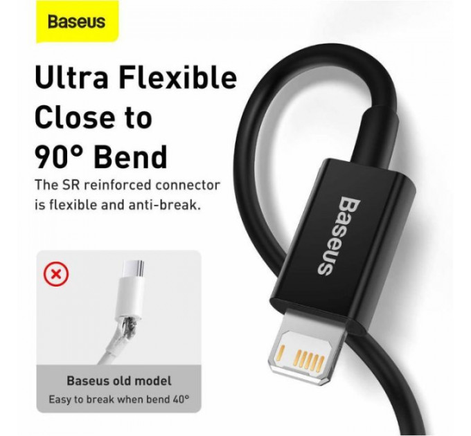 Дата кабель USB 2.0 AM to Lightning 2.0m 2.4A black Baseus (CALYS-C01)