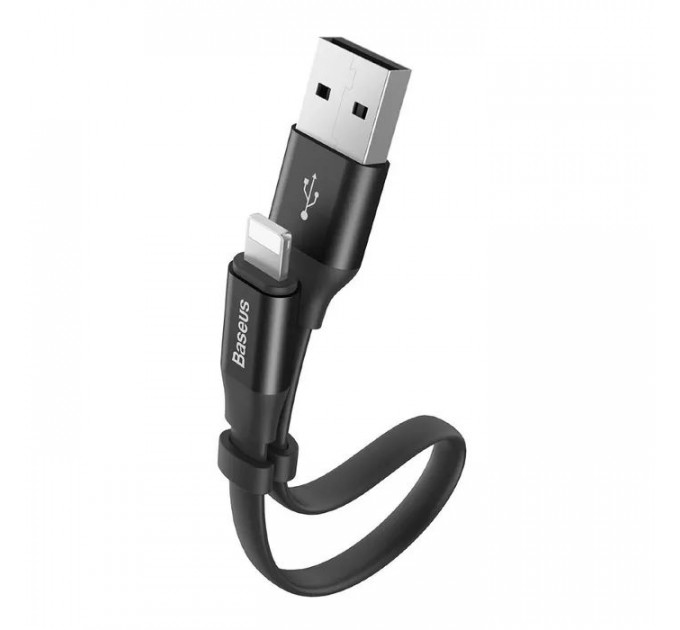 Дата кабель USB 2.0 AM to Lightning 0.23m 2A black Baseus (CALMBJ-B01)