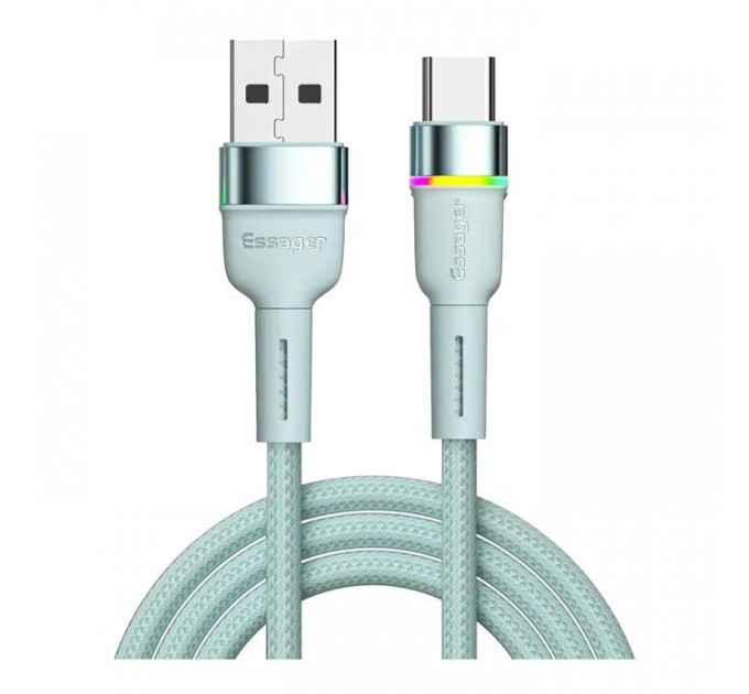 Дата кабель USB 2.0 AM to USB-C 1.0m 3A LED blue Essager (EXCT-XCD03)