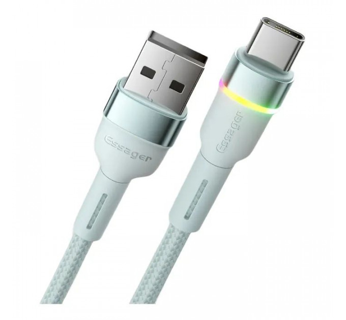 Дата кабель USB 2.0 AM to USB-C 1.0m 3A LED blue Essager (EXCT-XCD03)