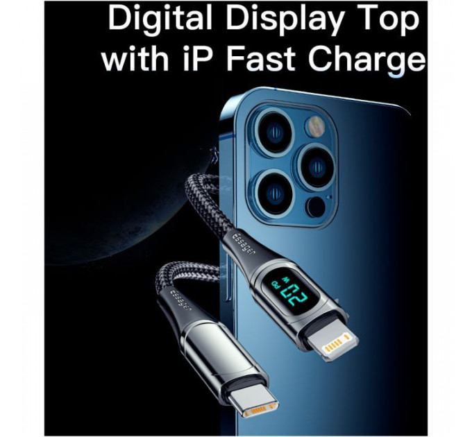 Дата кабель USB-C to Lightning 1.0m 20W Digital Display black Essager (EXCTL-YD01)