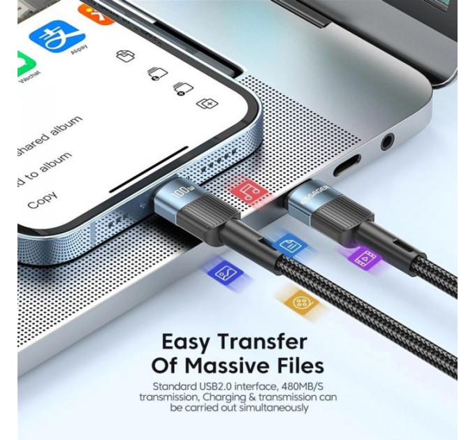 Дата кабеля USB-C to USB-C 1.0m 100W blue Essager (EXCTT1-XC03)
