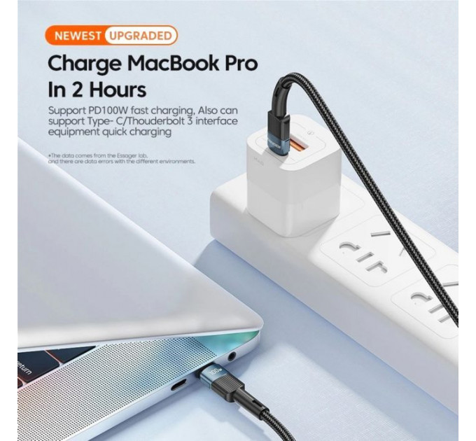 Дата кабеля USB-C to USB-C 1.0m 100W blue Essager (EXCTT1-XC03)