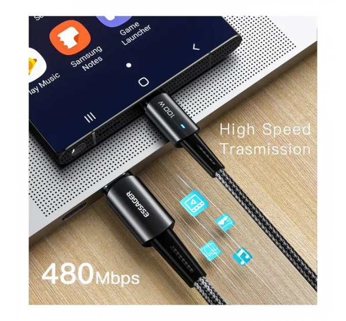 Дата кабель USB-C to USB-C 1.0m 100W black Essager (EXCTT1-CG01)