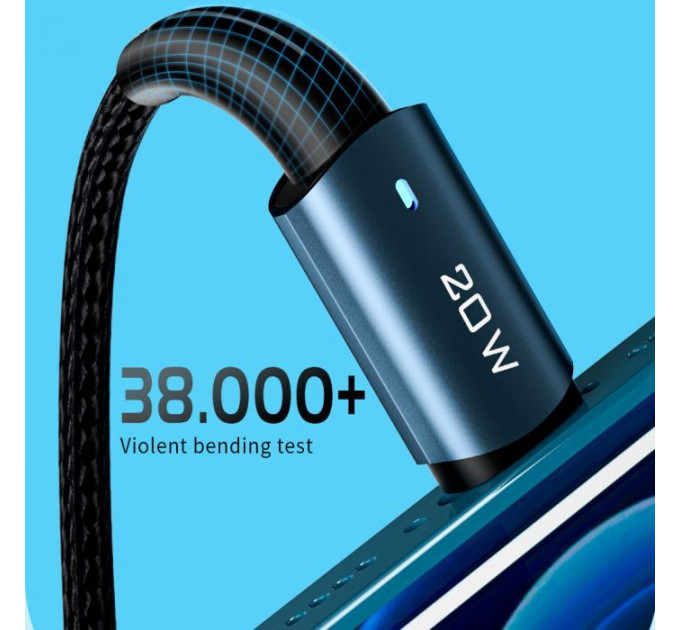 Дата кабель USB-C to Lightning 0.5m 20W black Essager (EXCTL-CGB01)