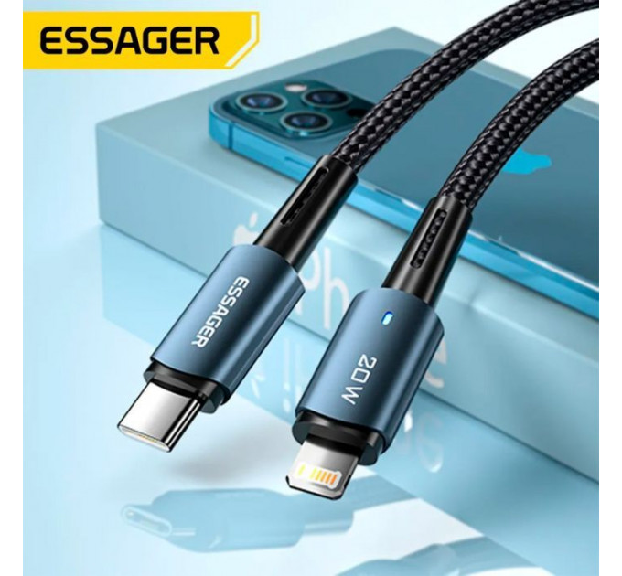 Дата кабель USB-C to Lightning 0.5m 20W black Essager (EXCTL-CGB01)