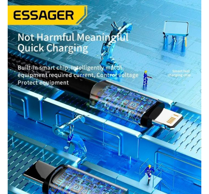 Дата кабель USB-C to Lightning 0.5m 20W black Essager (EXCTL-CGB01)