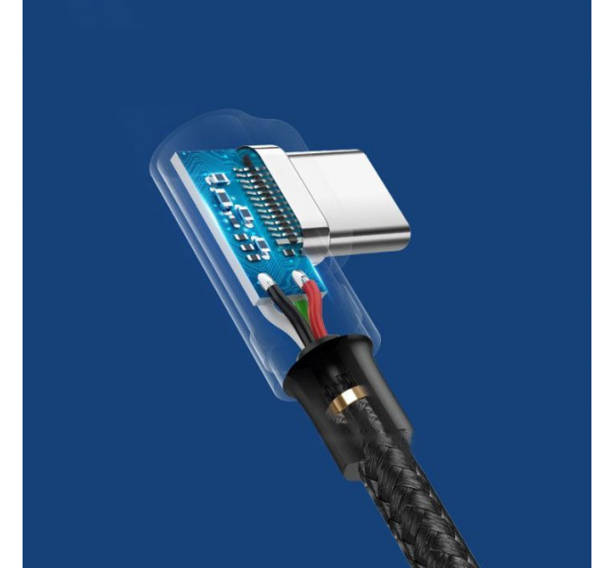 Дата кабель USB 2.0 AM to USB-C 0.5m 3A 90° corner US176 black Ugreen (20855)