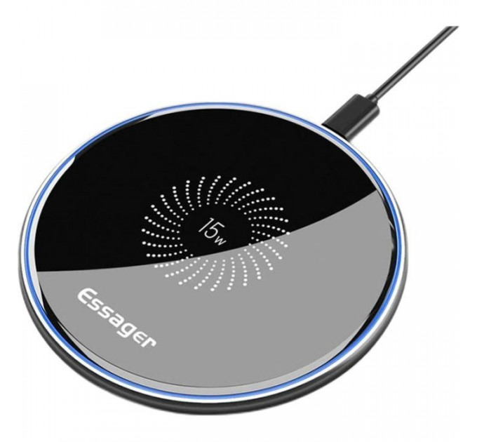 Зарядний пристрій Essager Wireless charger 15W Qi magnetic + cable USB-C 1.0m black (EWXZMX-JMB01)