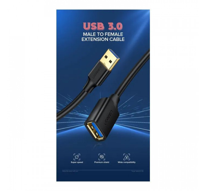 Дата кабель USB 3.0 AM\/AF 1.5m US129 black Ugreen (30126)