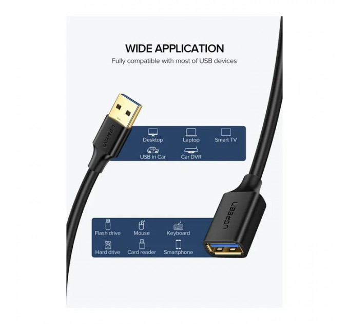 Дата кабель USB 3.0 AM\/AF 1.5m US129 black Ugreen (30126)
