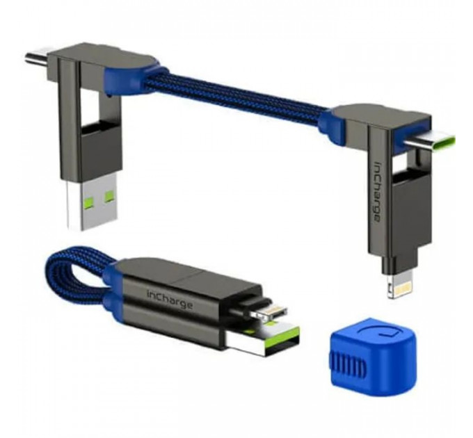 Дата кабеля 6in1 inCharge X 0,14m 100W blue Rolling Square (X02WR) Дата кабеля 6in1 inCharge X 0,14m 100W blue Rolling Square (X02WR)
