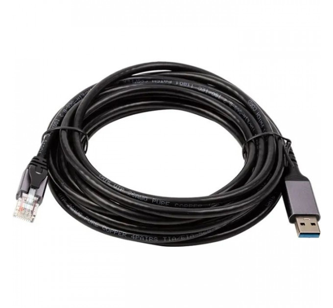 Дата кабеля USB AM to RJ45 Ethernet 5.0m CAT6 UTP PowerPlant (CA915002)