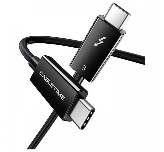 Дата кабель USB-C to USB-C 0.5m Thunderbolt 3 100W (20V\/5A) 5K60Hz Cabletime (CA915392)