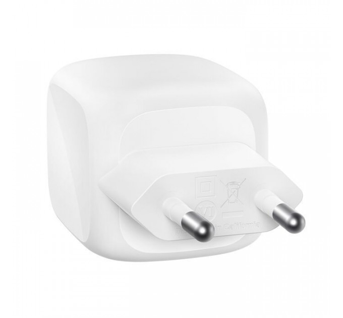 Зарядное устройство для Belkin 2xUSB-C PD50W GaN PPS + cable USB-C to USB-C 1.0m white (WCH019KQ1MWH-B6)
