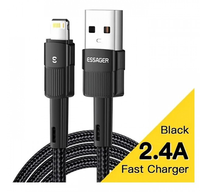 Дата кабель USB 2.0 AM to Lightning 1.0m 2.4A black Essager (EXCL-XC01)