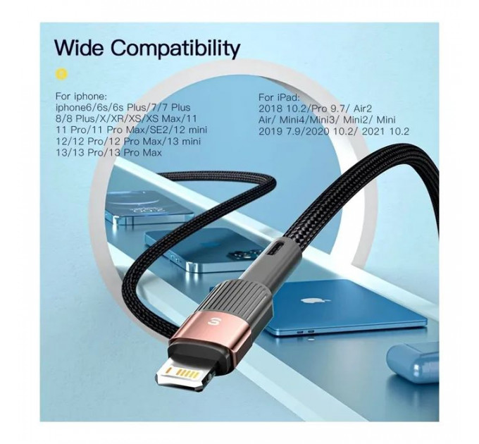 Дата кабель USB 2.0 AM to Lightning 1.0m 2.4A black Essager (EXCL-XC01)