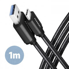 Дата кабель USB 3.2 AM to USB-C 1.0m black AXAGON (BUCM3-AM10AB)