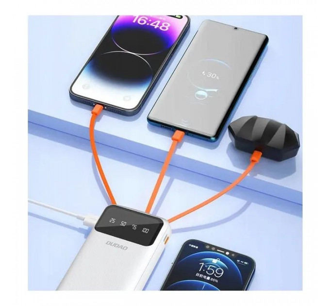 Батарея універсальна Dudao K6Pro+ 20000mAh 10W with USB-C\/Lightning\/MicroUSB\/USB-A cables (6977196682409)