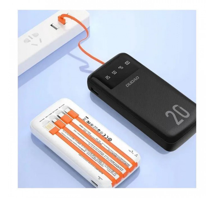 Батарея універсальна Dudao K6Pro+ 20000mAh 10W with USB-C\/Lightning\/MicroUSB\/USB-A cables (6977196682409)