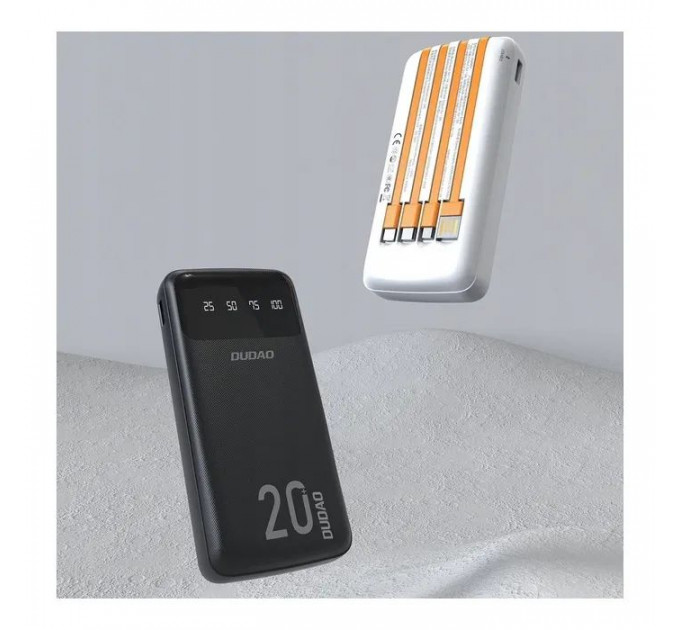 Батарея універсальна Dudao K6Pro+ 20000mAh 10W with USB-C\/Lightning\/MicroUSB\/USB-A cables (6977196682409)