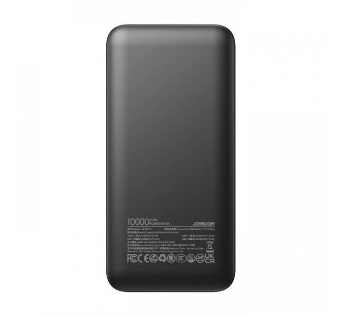 Батарея універсальна JOYROOM 10000mAh 12W 2*USB-A, USB-C In\/Out, Black (JR-PBF12 \/ 6956116713256)
