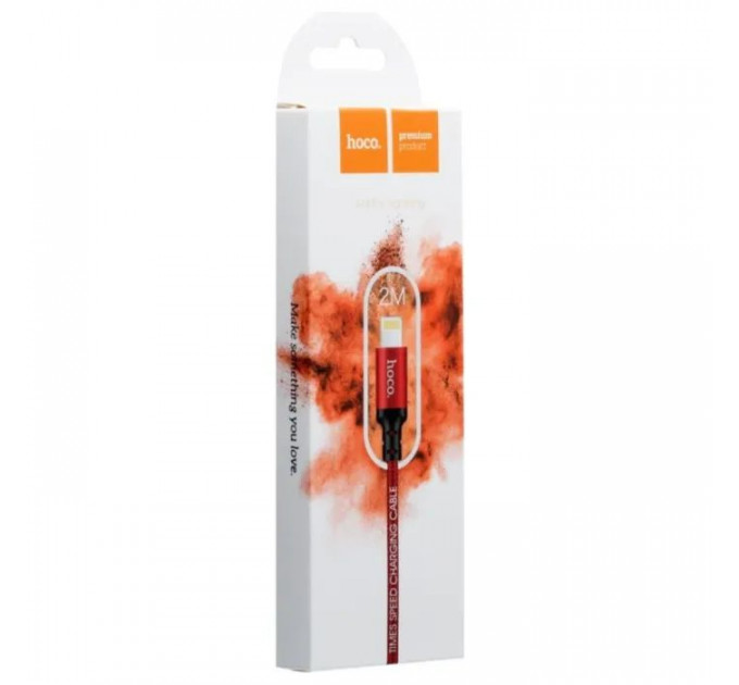 Дата кабель USB 2.0 AM to Lightning 2.0m 2A X14 black-red HOCO (6957531062899)