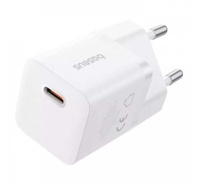 Зарядний пристрій Baseus 1xUSB-C 25W GaN5 white (P10110909213-00)