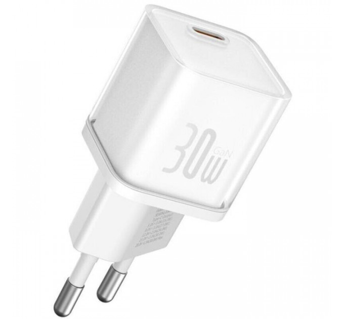 Зарядний пристрій Baseus 1xUSB-C 30W GaN5S white (P10162504213-00)