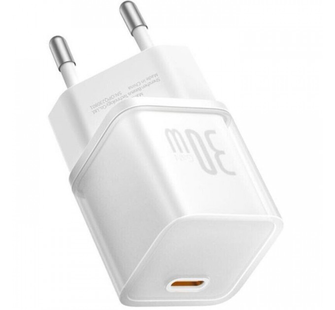 Зарядний пристрій Baseus 1xUSB-C 30W GaN5S white (P10162504213-00)