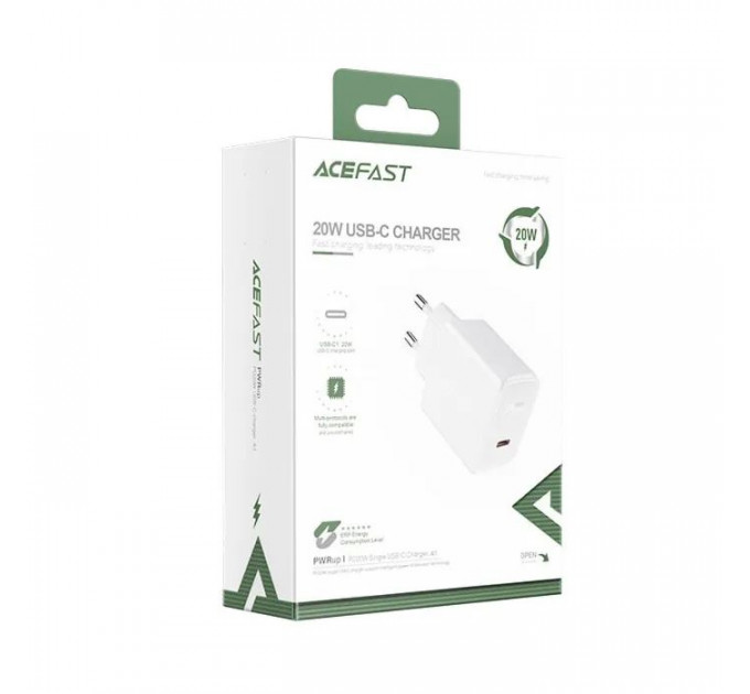 Зарядний пристрій Acefast 1xUSB-C PD20W A1 white (6974316280040)