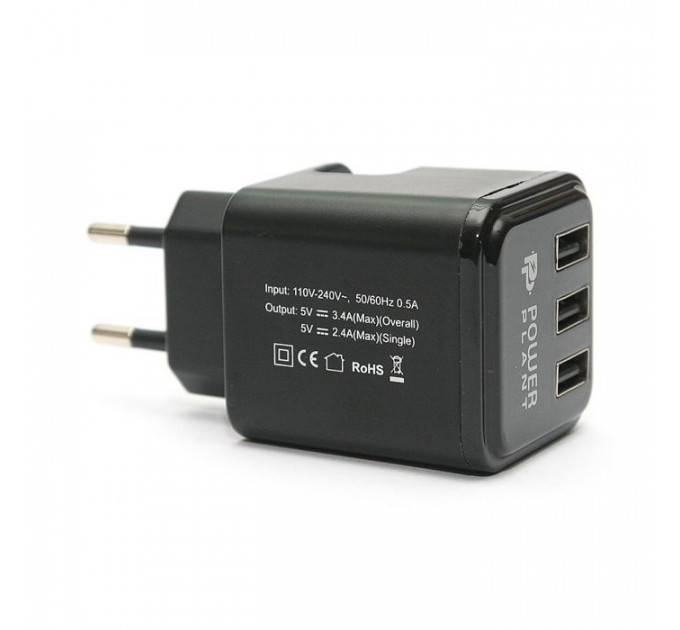 Зарядний пристрій PowerPlant W-360 3*USB\/3.4A (DV00DV5065)