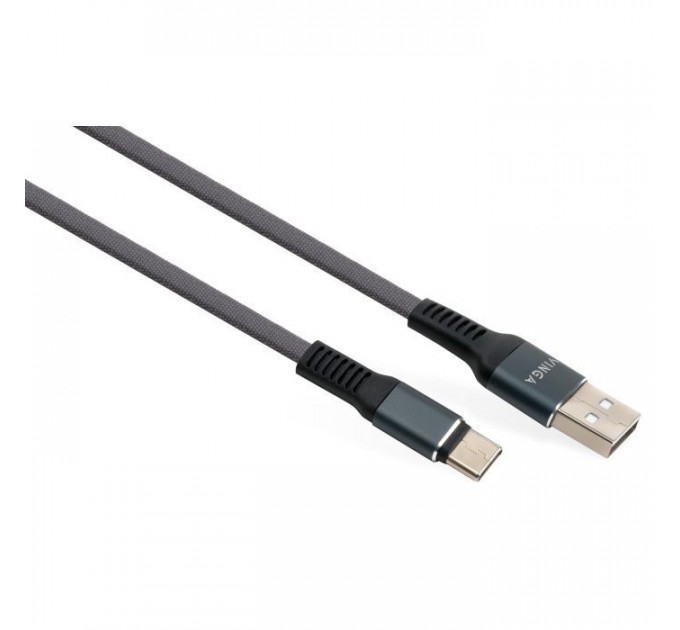 Дата кабель USB 2.0 AM to USB-C 1.0m flat nylon gray Vinga (VCPDCTCFNB1GR)