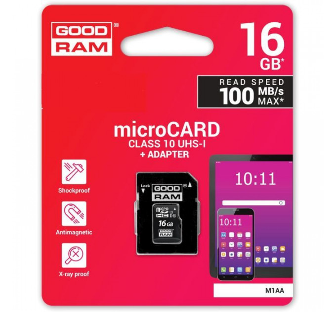 Карта памяти Goodram 16GB microSDHC Class 10 (M1AA-0160R12)